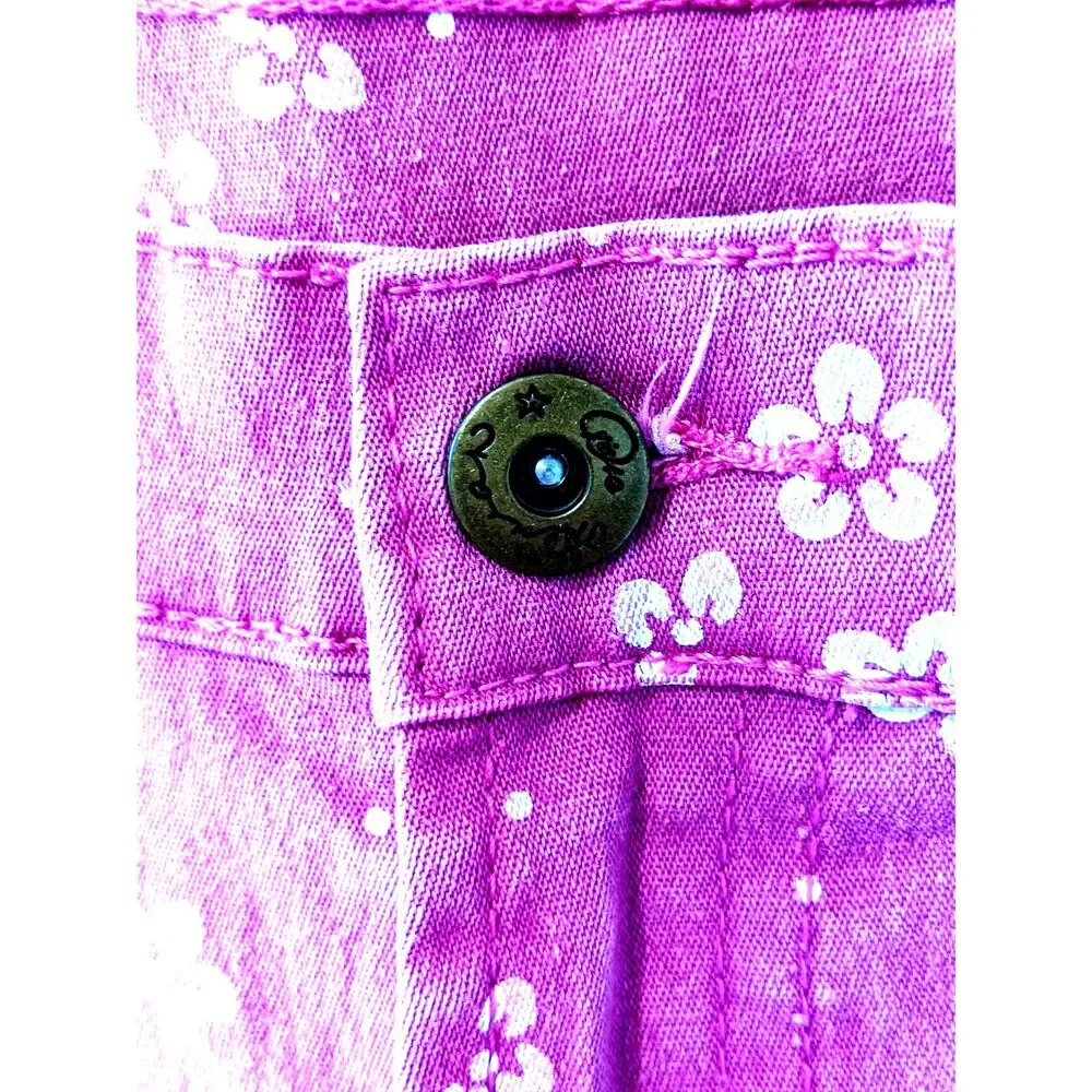 DG Diane Gilman Jeans Pinkish Purple Floral Stretch Sz 18 WP Coquette Kidcore